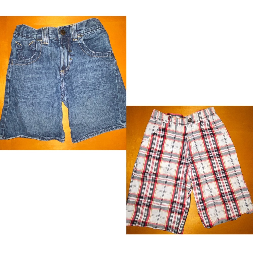 Boys Shorts - 2pc Denim & Plaid - size 6